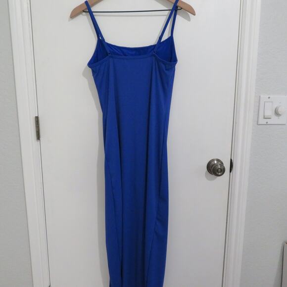 Popilush Womens Sz M Royal Blue Shapewear Midi Dress Bodycon Built In Support - Picture 2 of 6
